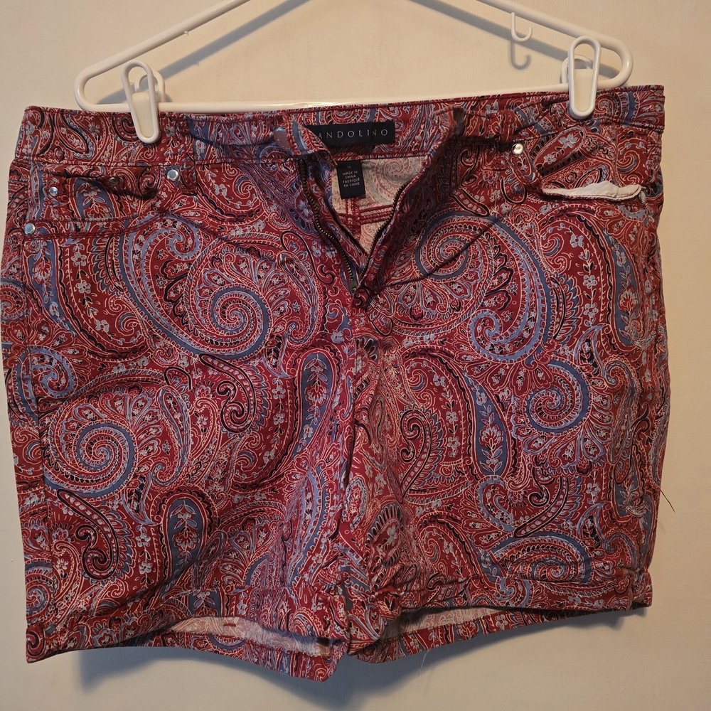 Bandolino Red Paisley Jean Shorts